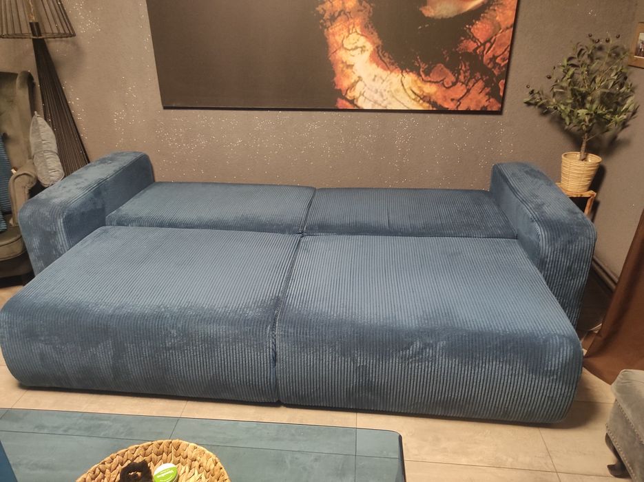 Sofa kanapa sztruksowa granat niebieski