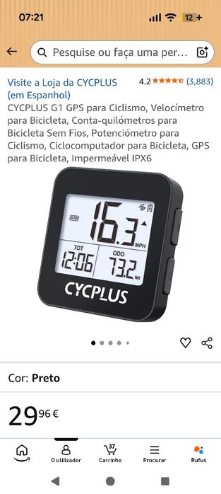 GPS/ conta quilómetros para bicicleta CYCPLUS G1