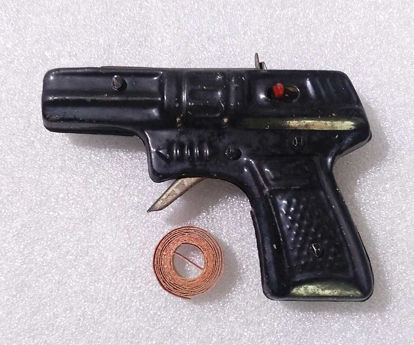 Antigo Brinquedo chapa Português ~ PISTOLA de FULMINANTES ~ Anos 60