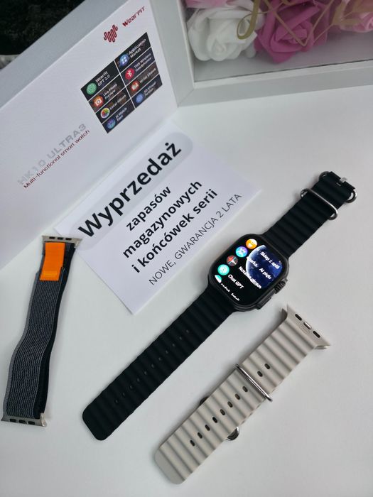 Smartwatch HK Ultra 3 AMOLED 2,12", połączenia, sport, – NOWY