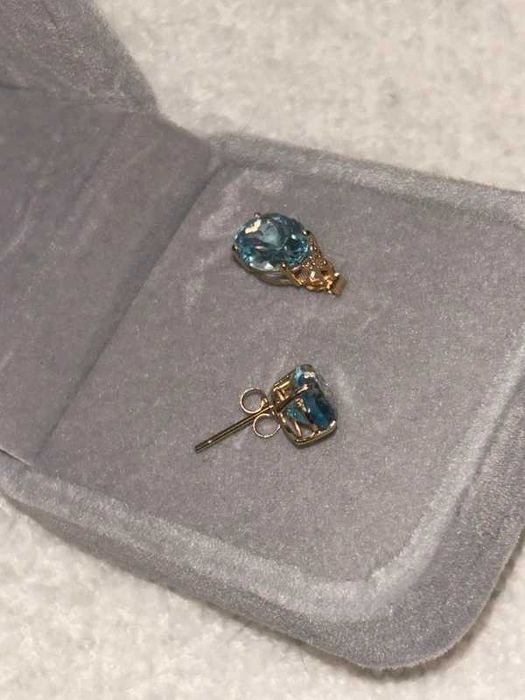 Brincos de topázio com 6 diamantes