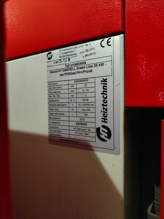 Kocioł na pellet Heiztechnik HT DasPell GL 30kW 5 klasy