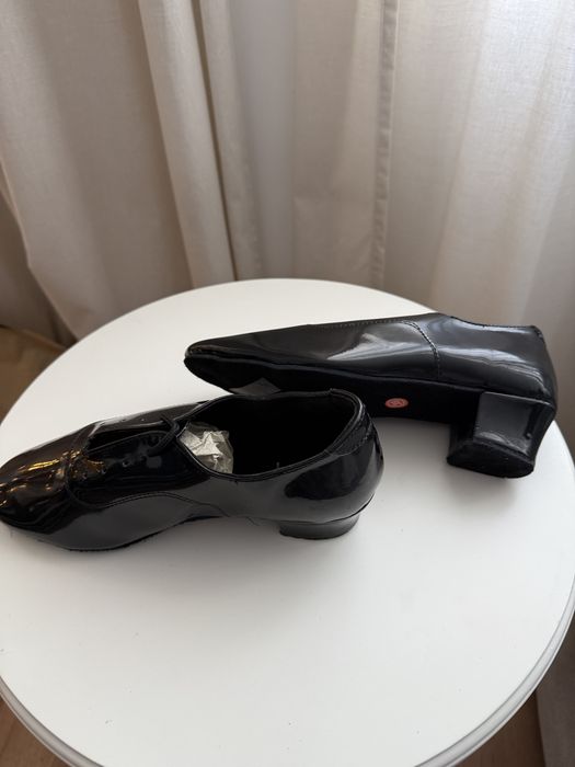 Black Patent Leather Latin Dance Shoes for Children