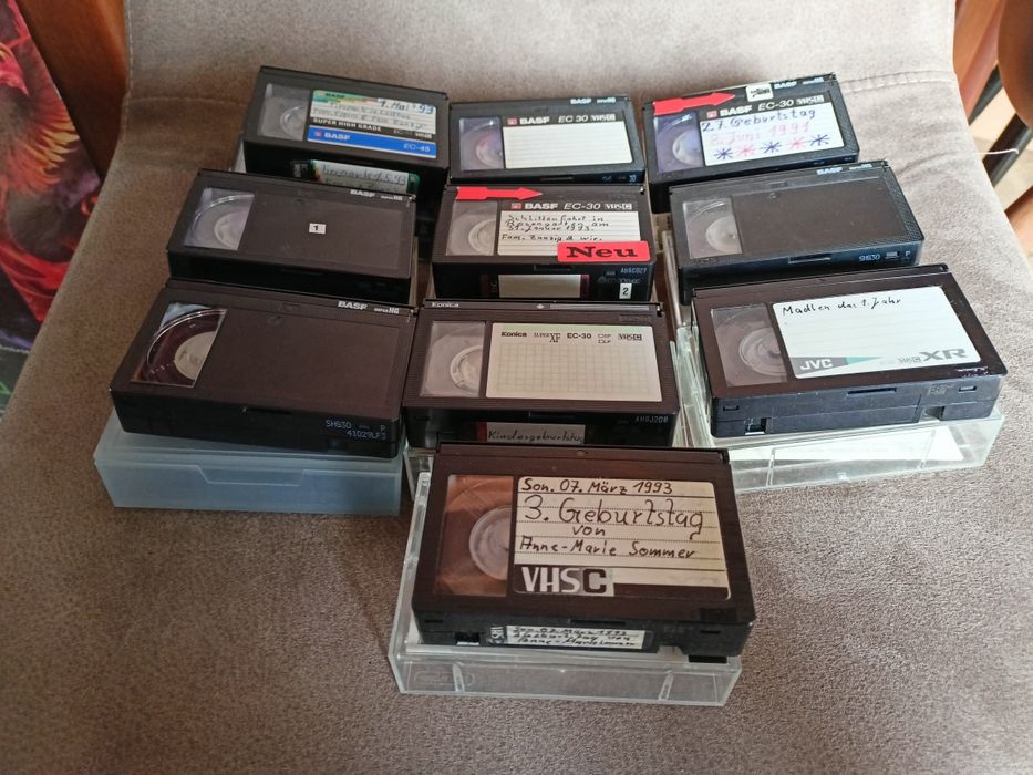 Kasety vhsc BASF, KONICA, używane w pudełkach