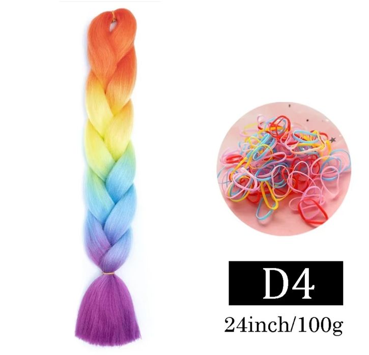 Канекалон кольорове волосся коси для плетіння 60 см (100 гр) веселка