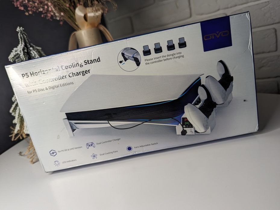PS5 підставка з охолодженням та зарядною станцією