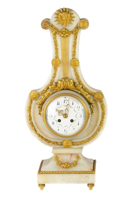 Relógio Pêndulo Mármore Branca Bronze Luís XVI, Século XIX