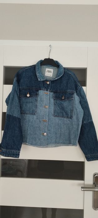 Katana jeansowa Zara XS patchwork  kurtka jeansowa