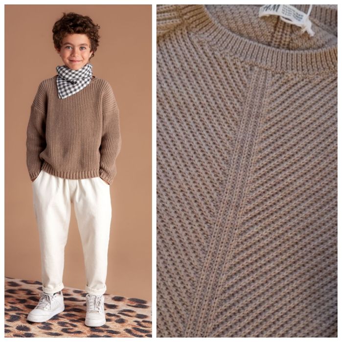 H&M Kids Exclusive 8-10lat Sweter 100% wełna szarobrązowy