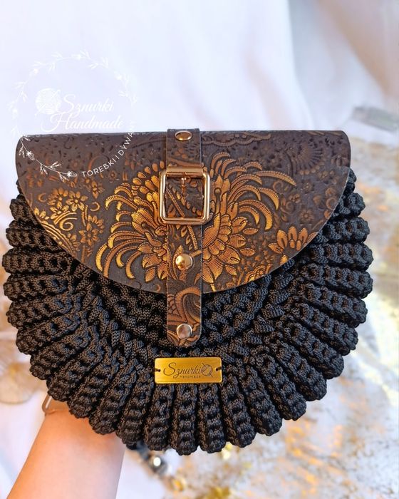 Torebka Oreo wzorzysta skóra szydełkowana na prezent kolory