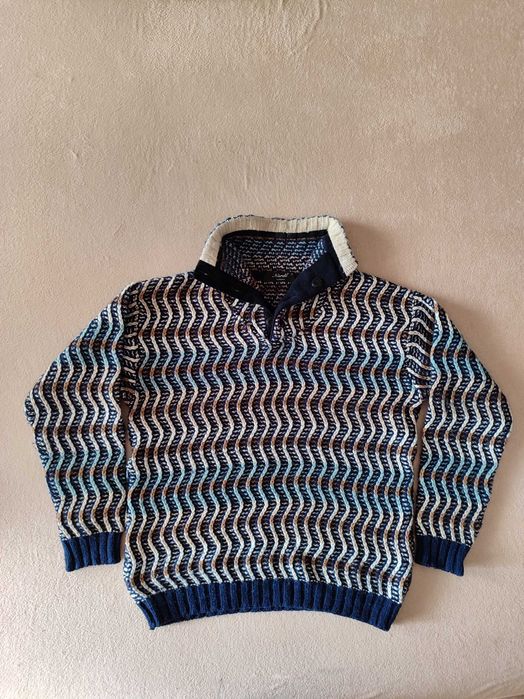 Мужской тёплый свитер с высокой горловиной (M)