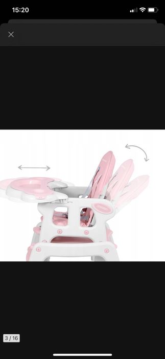 Krzesełko do karmienia SINCO dla dzieci SKŁADANE TACA RICOKIDS