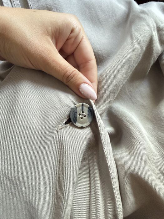 Markowy beżowy trencz marynarka premium Samsoe Samaoe lyocell bawełna zalando S/36