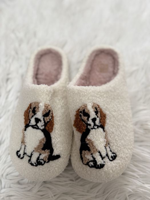 Nowe damskie kapcie z haftem pieskami ciapy pantofle pies beagle psy