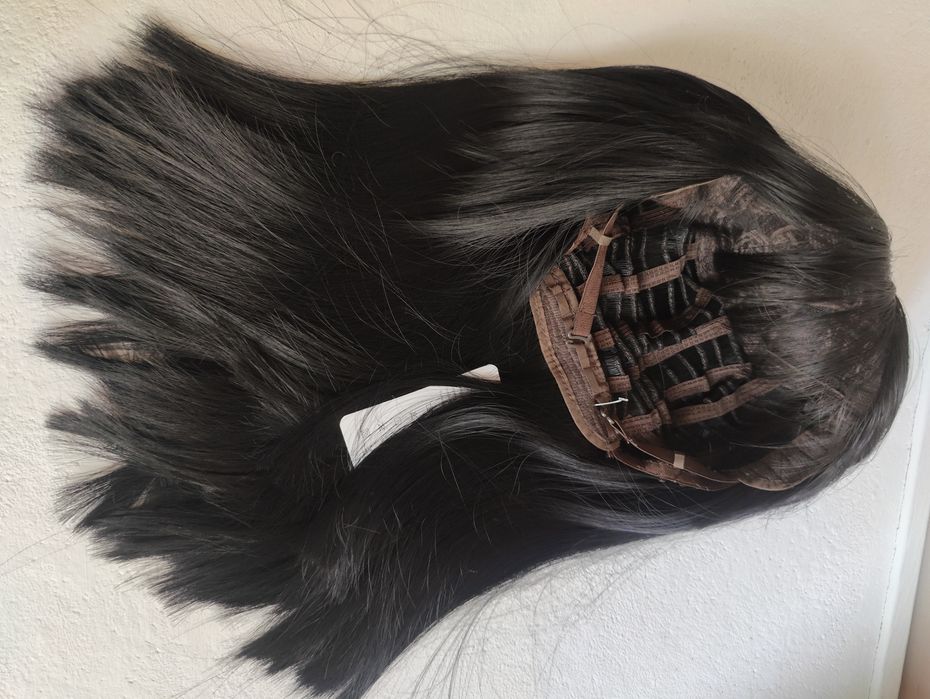 Nowa realistyczna peruka wig bob kare z grzywką kolor czarny