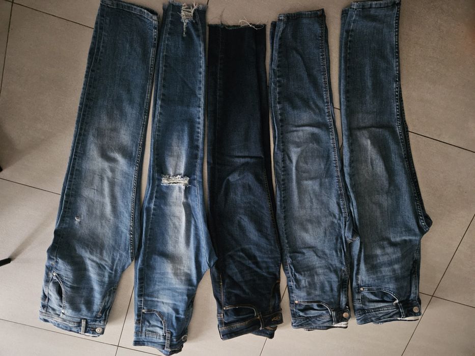 Rurki spodnie jeansy 5 par Zara Reserved Cropp M 38 wyższy stan pas