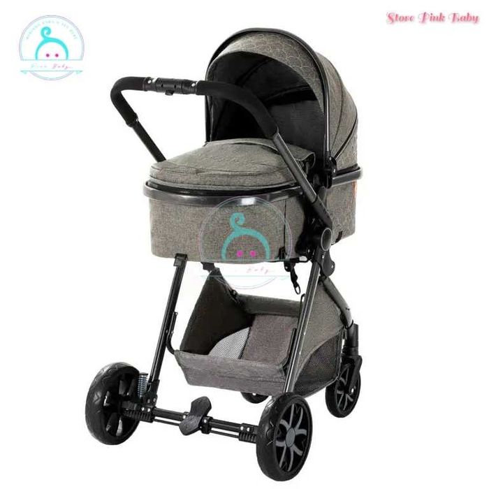 Carrinho bebé 3 em 1 PinkBaby Magic Gold - Base Isofix - Cinza Escuro