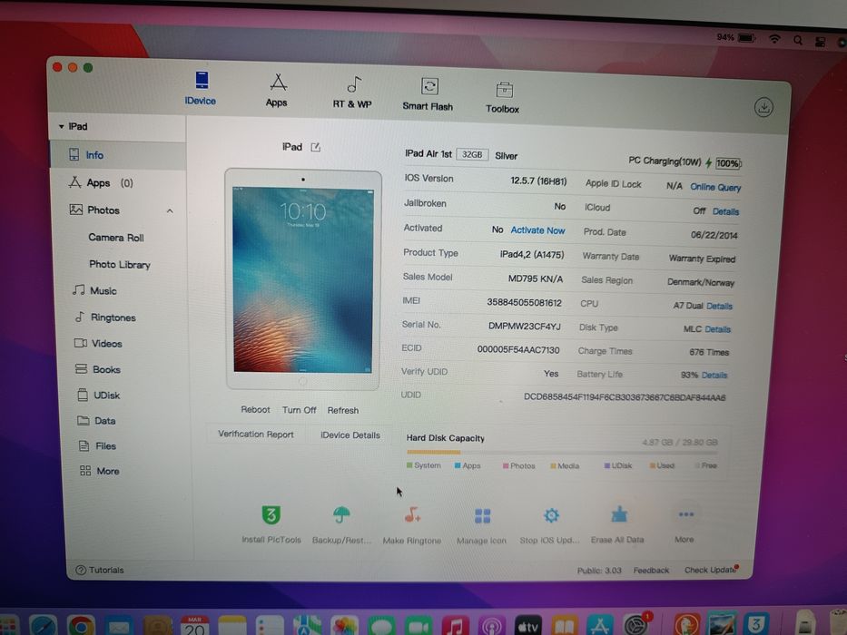 iPad Air A1475 zablokowany