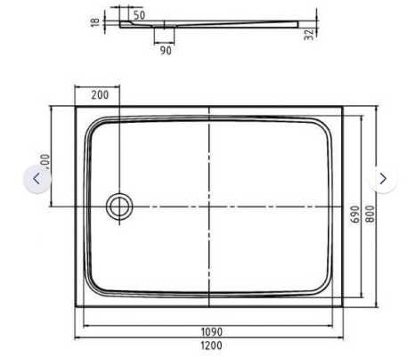 Brodzik 90x120 stalowy