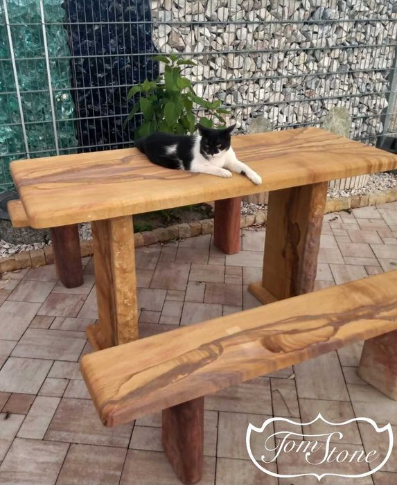 MEBLE OGRODOWE. ZESTAW MEBLI OGRODOWYCH z kamienia naturalnego. Kamień