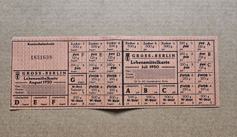 Kartka żywnościowa Niemcy Berlin