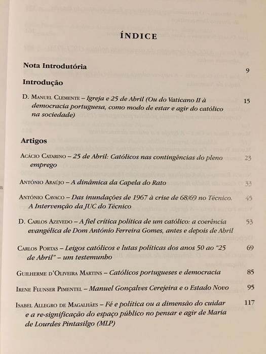 Portugal Contemporâneo / Os Católicos e o 25 de Abril