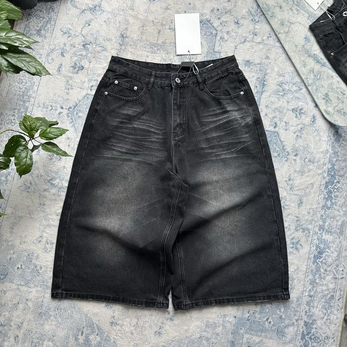 Baggy black jeans jorts shorts y2k sk8 широкі оверсайз racer jaded balenci bootcut washed чорні довгі джинсові шорти реп беггі багги