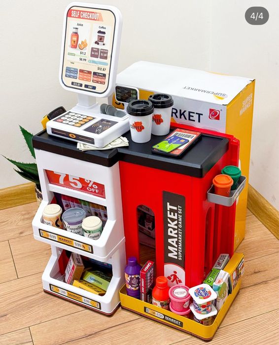 ХІТ! Дитячий Магазин Супермаркет 668-148 47 предм каса, сканер, гроші
