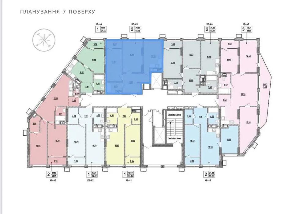 Продаж 2 кімн.квартра 61 м² 7/16  вул .Величковського 61000$