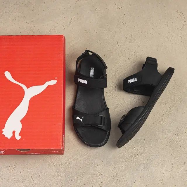 Чоловічі шкіряні босоніжки Puma Black  чорні