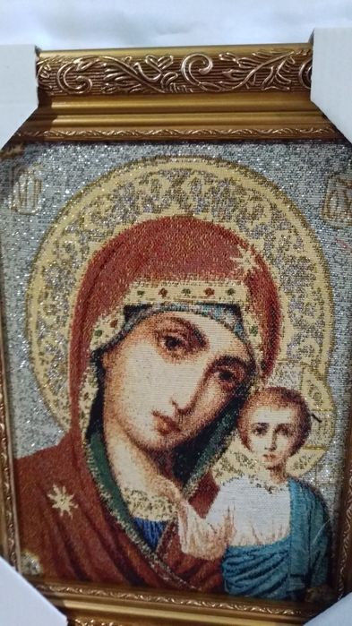 Венчальная пара икон  гобелен "Спаситель и Божья Матерь".