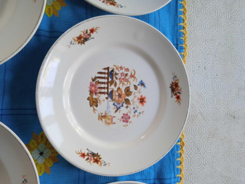 2 conjuntos 6 pratos cada decorativos antigos64752197703043122