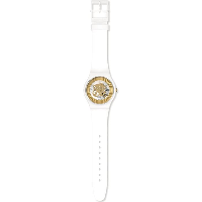 Relógio Swatch dourado e branco