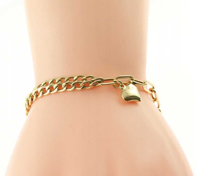 Elegancka złota bransoletka SERCE ZŁOTO p.585 18,5cm