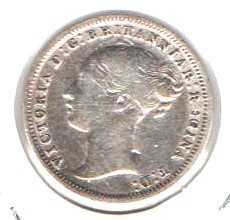 Grã Bretanha - 3 Pence 1879 - Rainha Vitória - mbc prata