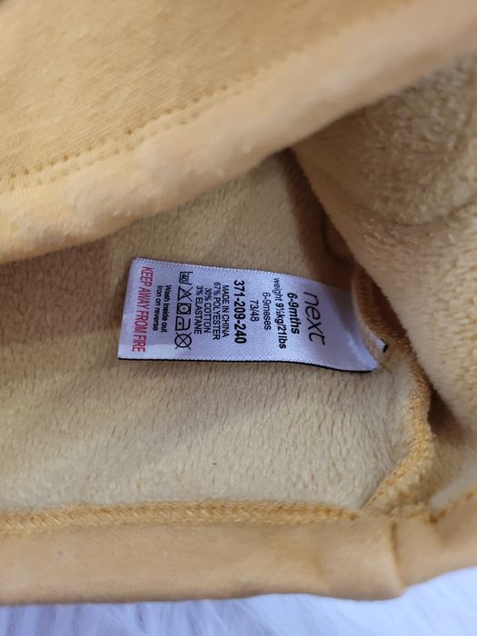 Kurtka bluza ocieplana next żółta 6-9 74