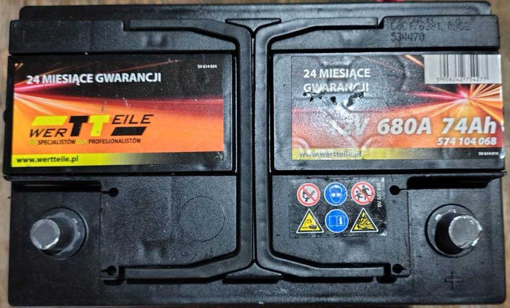 Akumulator samochodowy 74Ah, 680A, 88% sprawności