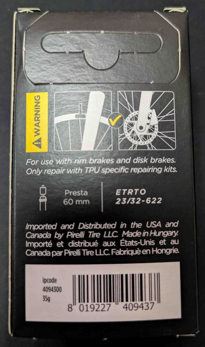 Câmara de Ar para bicicleta PIRELLI Pzero Presta 60 mm 700C/23-32