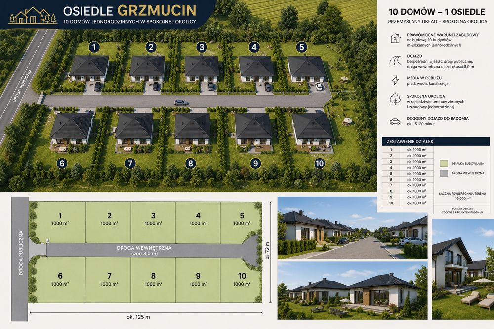 Na sprzedaż 8 działek budowlanych z prawomocnymi WZ – gmina Gózd, powiat radomski