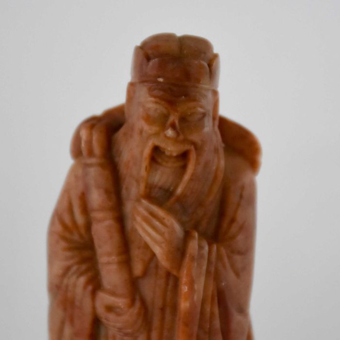 Figura de Imortal, Ancião, Sábio, China, Pedra de Sabão, circa 1900