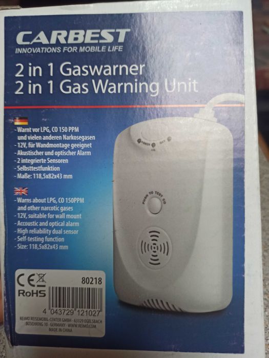 Detetor de gás 2 em 1 autocaravanas