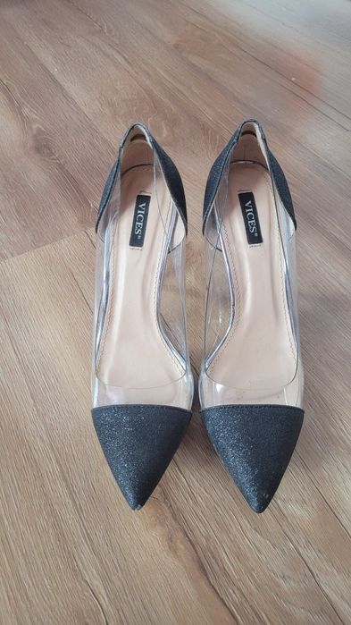 Szpilki transparentne brokat Vices 37