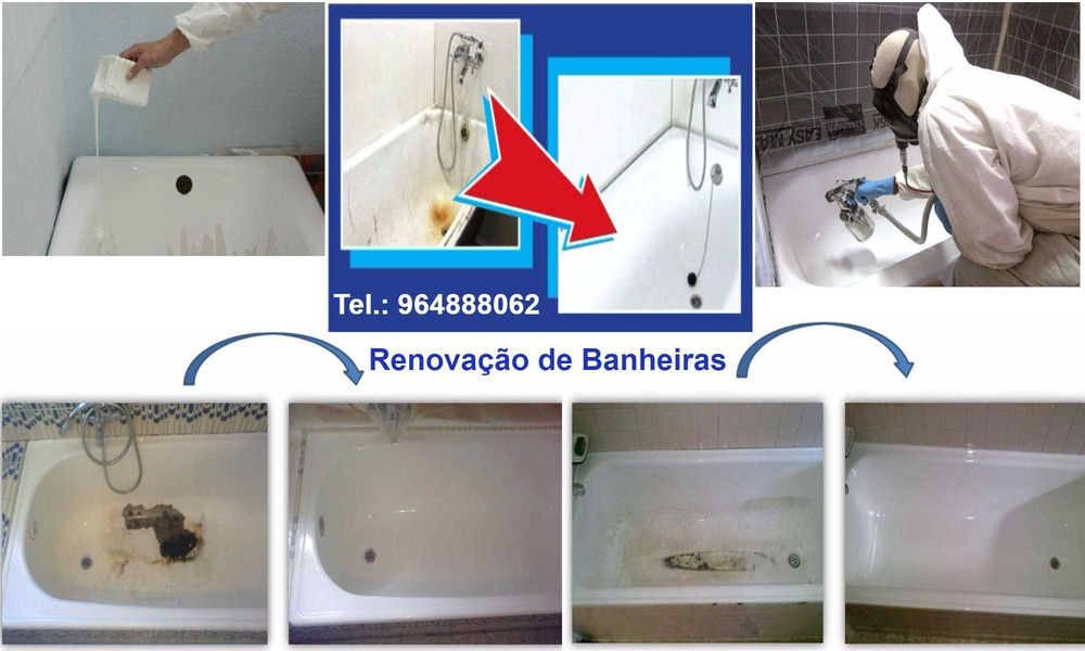 Limpeza de Banheiras, branqueamento, Esmaltagem/PINTURA DE BANHEIRAS