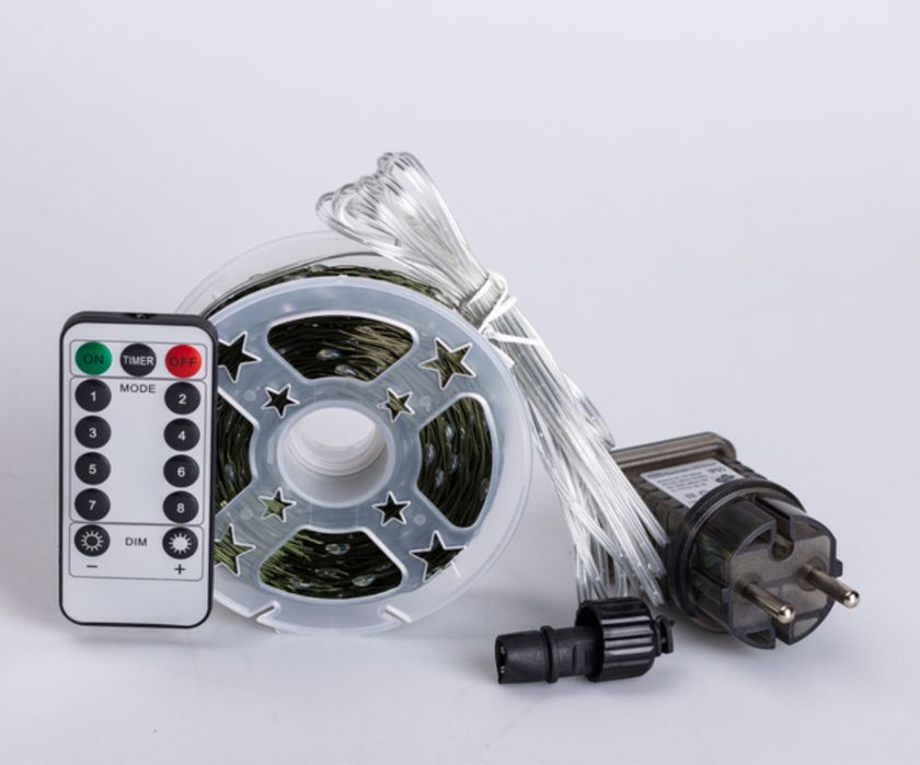 Гірлянда роса 50 м, 100 м, 200 м, теплий білий, мішура 30 м, 3*2 штора