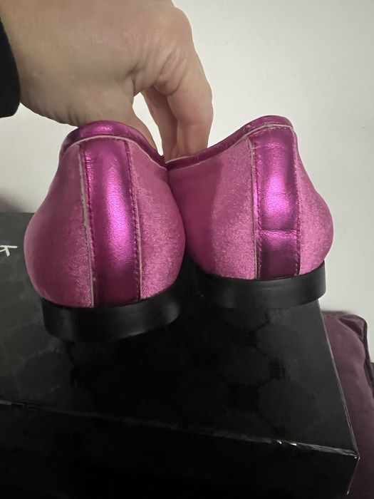 GUCCI welurowe mokasyny 39 nowe różowe