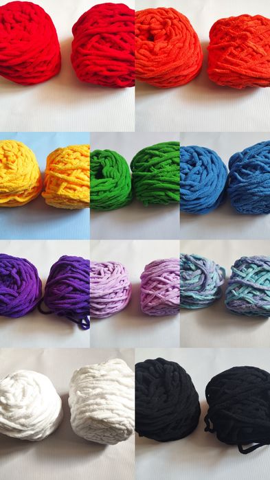 Плюшевая пряжа 100 грам, 8 кольорів
