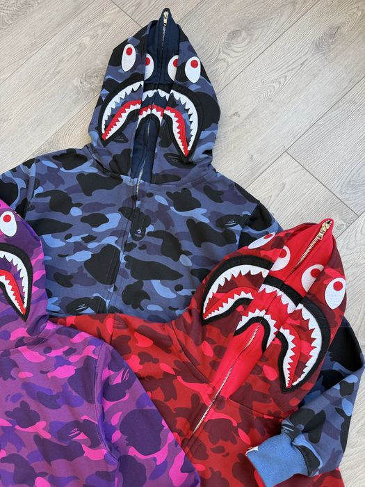 Зіп худі Bape 2026 подвійний капюшон Double Shark