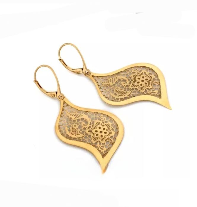 Kolczyki złote eleganckie długie ażurowe 585 Nowe