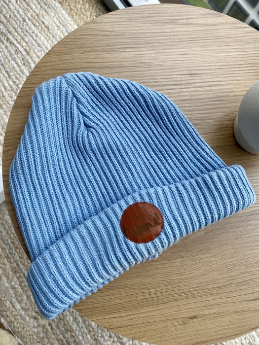 Kabak czapka zimowa beanie turkus błekit na narty knit polska marka
