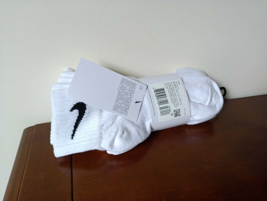 (r. 42-46) NIKE PERFORMANCE białe SX4706 skarpetki sportowe trójpak